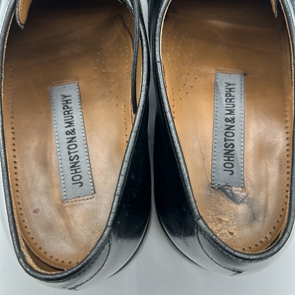 Johnston & Murphy black cap toe Oxford dress shoes, size 10